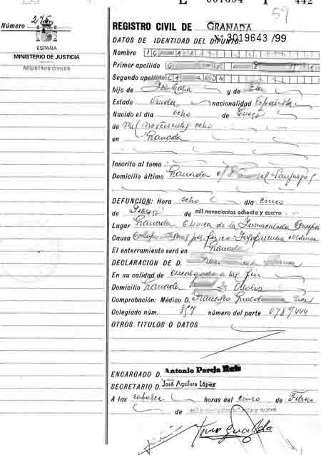 certificado de defuncion